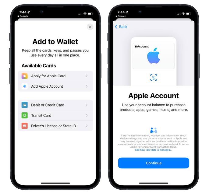 资溪苹果手机维修分享iOS 15.5钱包App如何添加 Apple 账户 