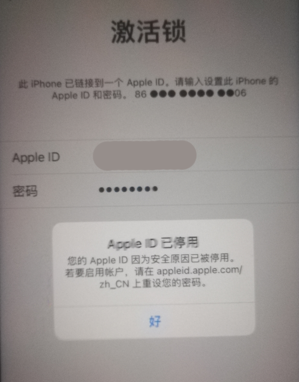 资溪苹果手机维修分享iPhone 12 出现提示“Apple ID 已停用”怎么办 