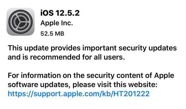 资溪苹果手机维修分享iOS12.5.2发布，建议所有老苹果用户安装 